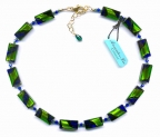 Cobalt Blue and Emerald Green Murano Glass Necklace